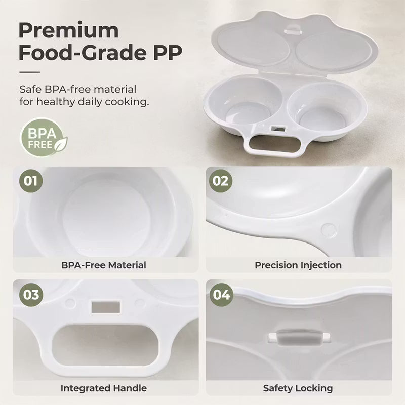 Microwave Egg Poacher——Dual‑cavity, non‑stick & easy clean. Healthier than frying – stock up & save!