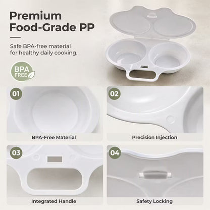 Microwave Egg Poacher——Dual‑cavity, non‑stick & easy clean. Healthier than frying – stock up & save!