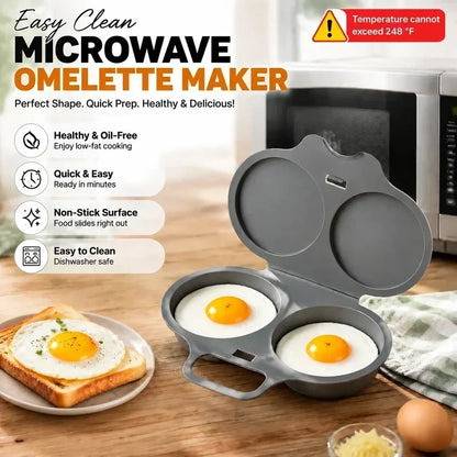 Microwave Egg Poacher——Dual‑cavity, non‑stick & easy clean. Healthier than frying – stock up & save!