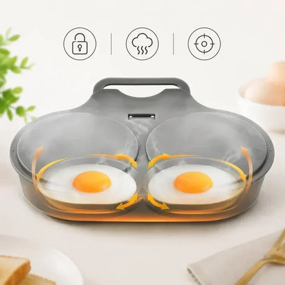 Microwave Egg Poacher——Dual‑cavity, non‑stick & easy clean. Healthier than frying – stock up & save!