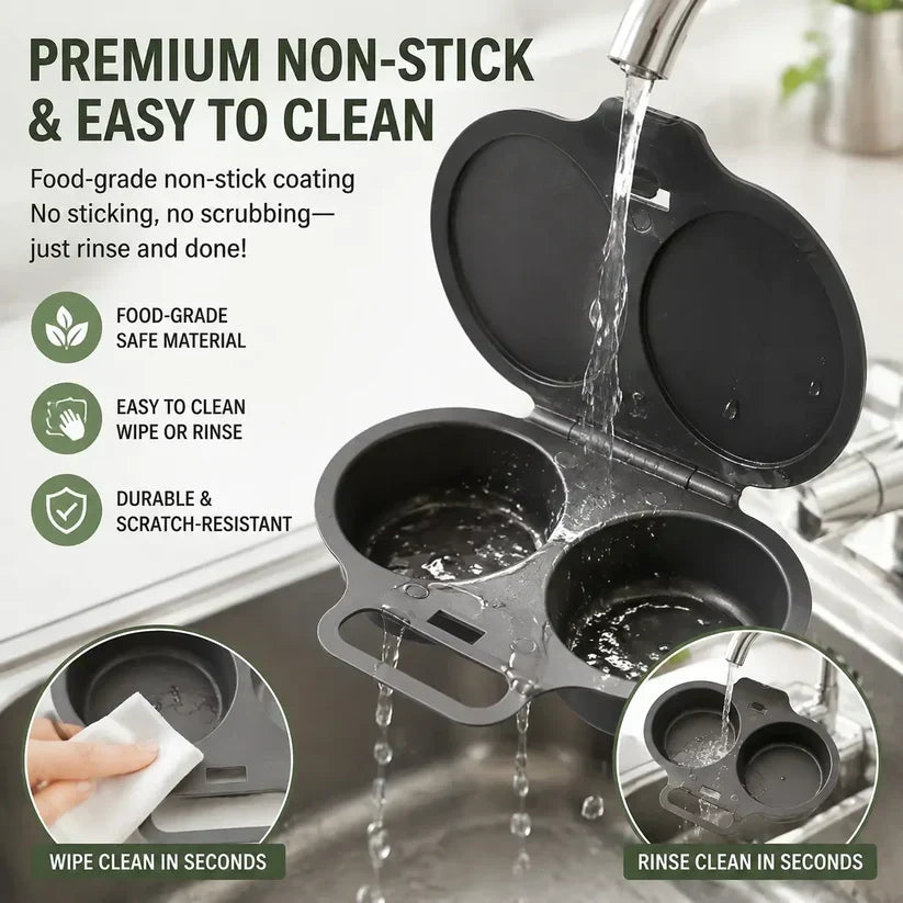 Microwave Egg Poacher——Dual‑cavity, non‑stick & easy clean. Healthier than frying – stock up & save!