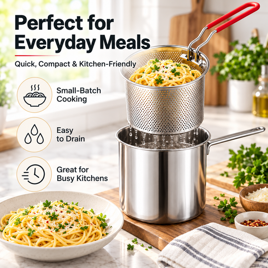 Single-Serve Stainless Steel Mini Deep Fryer Set